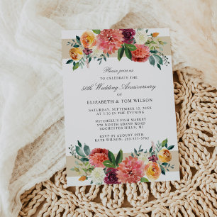 Convite Aniversário de 50 anos de casamento Autumn Floral