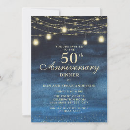 Convite Aniversário de 50 anos de casamento Azul Naval Dou
