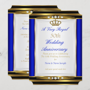 Convite Aniversário de 50 anos de Casamento Azul Real Coro