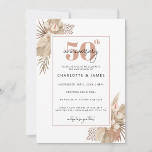 Convite Aniversário de 50 anos de casamento Boho Pampass G