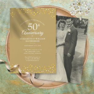 Convite Aniversário de 50 anos de Casamento Chic Dourado C