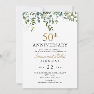 Convite Aniversário de 50 anos de Casamento com Aguarela V