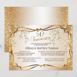 Convite Aniversário de 50 Anos de Casamento com Brilho Dou