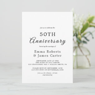 Convite Aniversário de 50 anos de casamento com caligrafia