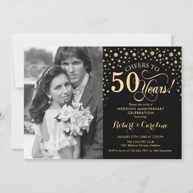 Convite Aniversário de 50 anos de Casamento com Foto - Dou (Frente)