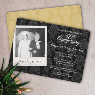 Convite Aniversário de 50 anos de casamento com foto vinta