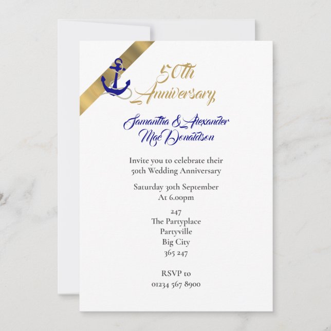 Convite Aniversário de 50 anos de casamento com tema de na (Frente)