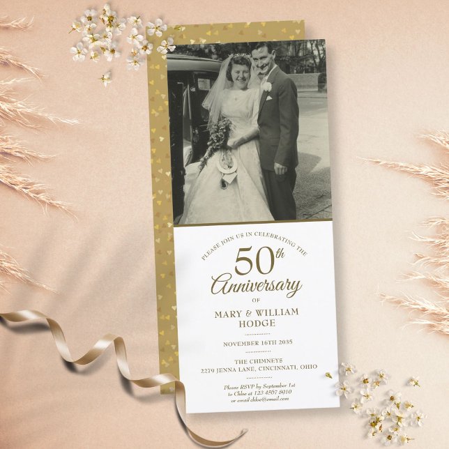 Convite Aniversário de 50 anos de Casamento Confete de Cor (Criador carregado)