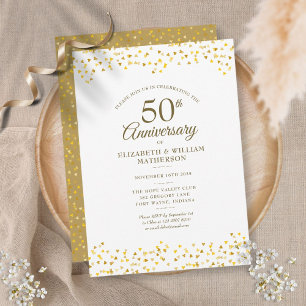 Convite Aniversário de 50 anos de Casamento Confetes de Co