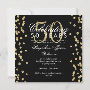 Convite Aniversário de 50 anos de Casamento Confetes Doura