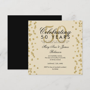 Convite Aniversário de 50 anos de Casamento Confetes Doura