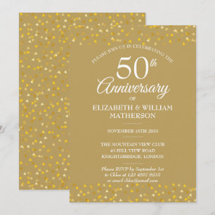 Convite Aniversário de 50 anos de Casamento Corações Doura