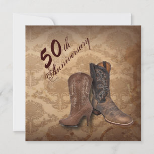 Convite Aniversário de 50 anos de casamento de Cowboy coun