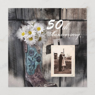 Convite aniversário de 50 anos de casamento do cowboy do p