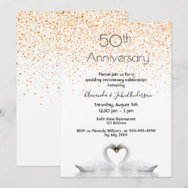 Convite aniversário de 50 anos de casamento dois cisnes ap
