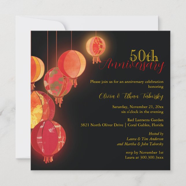 Convite Aniversário de 50 anos de casamento dos Red Lanter (Frente)