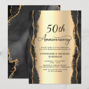 Convite Aniversário de 50 Anos de Casamento Dourado Brilha