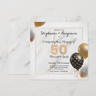 Convite Aniversário de 50 Anos de Casamento Dourado Brilho