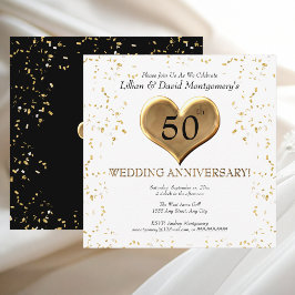 Convite Aniversário de 50 anos de Casamento | Dourado | Co