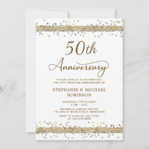 Convite Aniversário de 50 anos de Casamento Dourado com Br