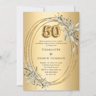 Convite aniversário de 50 anos de casamento dourado com fo