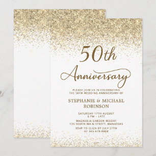 Convite Aniversário de 50 Anos de Casamento Dourado e Bran