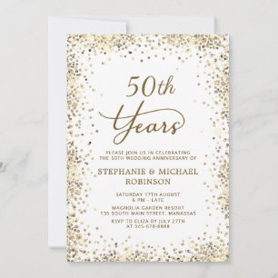 Convite Aniversário de 50 Anos de Casamento Dourado e Bran