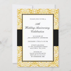 Convite Aniversário de 50 anos de Casamento Dourado e Pret