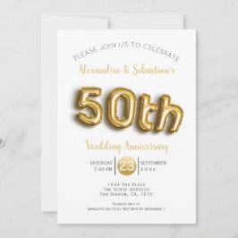 Convite Aniversário de 50 anos de Casamento Dourado Falso 