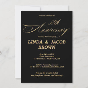 Convite Aniversário de 50 anos de Casamento Dourado Glitte