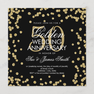 Convite Aniversário de 50 anos de Casamento Dourado Glitte