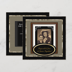 Convite Aniversário de 50 anos de casamento dourado sépia 