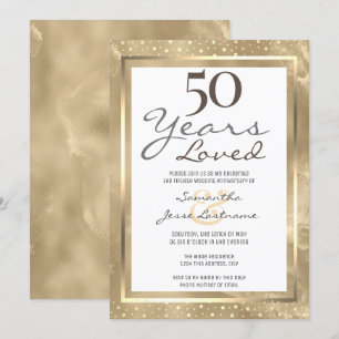 Convite Aniversário de 50 anos de Casamento Elegante Doura
