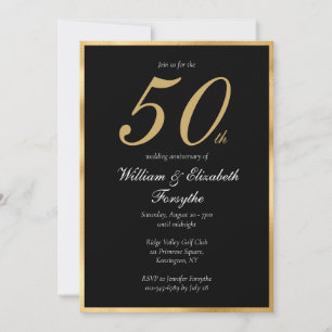 Convite Aniversário de 50 anos de Casamento Elegante Doura