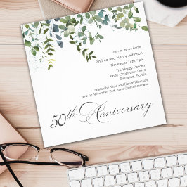 Convite Aniversário de 50 anos de casamento Elegante Verde