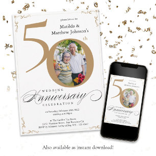 Convite Aniversário de 50 anos de Casamento em Caligrafia 