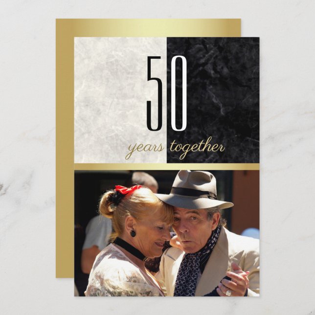 Convite Aniversário de 50 anos de casamento em ouro (Frente/Verso)