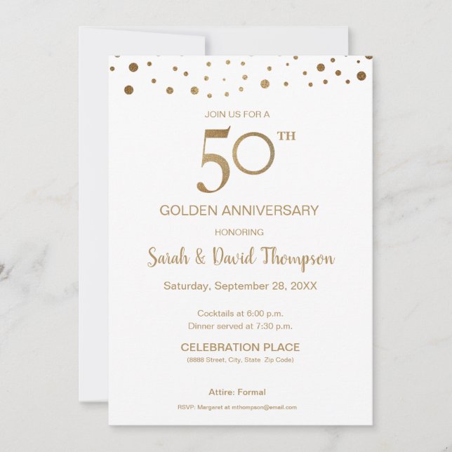Convite Aniversário de 50 anos de Casamento em Ouro Branco (Frente)