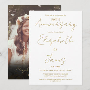 Convite Aniversário de 50 anos de Casamento em Ouro Foto C