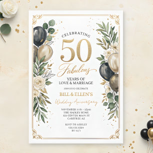 Convite Aniversário de 50 anos de casamento Eucalyptus Gol
