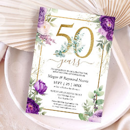 Convite Aniversário de 50 anos de Casamento Floral Peônia