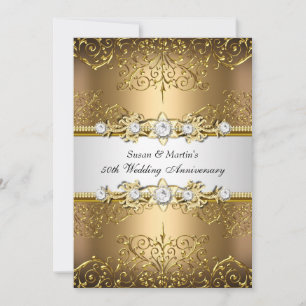 Convite Aniversário de 50 anos de casamento Floral Swirl D