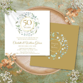 Convite Aniversário de 50 anos de Casamento Floral Verde Q
