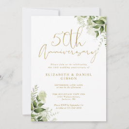 Convite Aniversário de 50 anos de Casamento Folhagem Doura