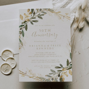 Convite Aniversário de 50 anos de casamento Geometric Gold