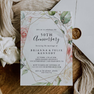 Convite Aniversário de 50 anos de casamento Geometric Gold