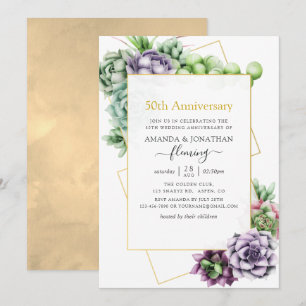 Convite Aniversário de 50 anos de casamento geométrico suc