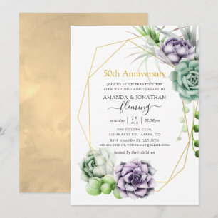 Convite Aniversário de 50 anos de casamento geométrico suc