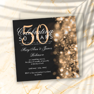 Convite Aniversário de 50 anos de Casamento Glam Sparkles 