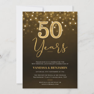 Convite Aniversário de 50 anos de casamento Gold Brown